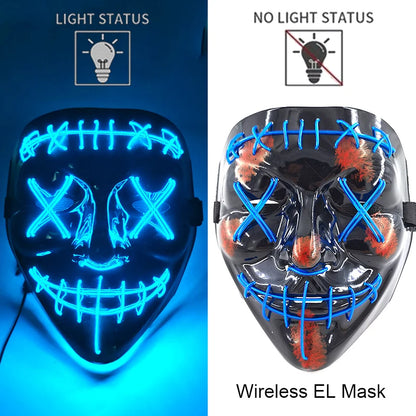 Neon Halloween LED Masks - Scary Costume Outfit Mask